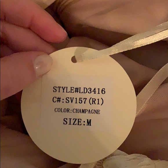 Champagne halter neck open back cocktail dress - Picture 4 of 5